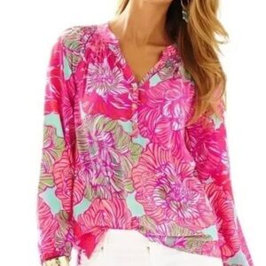 Lilly Pulitzer HTF 🦄 size XL Elsa silk top in Worth It